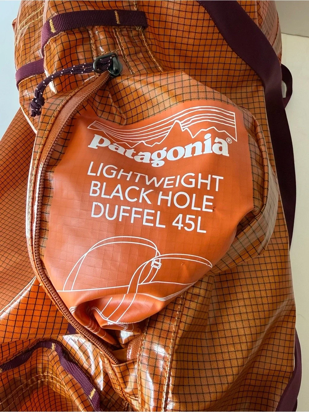 Patagonia Lightweight Black Hole 45L Duffle Bag or Backpack Orange Ripstop Nylon